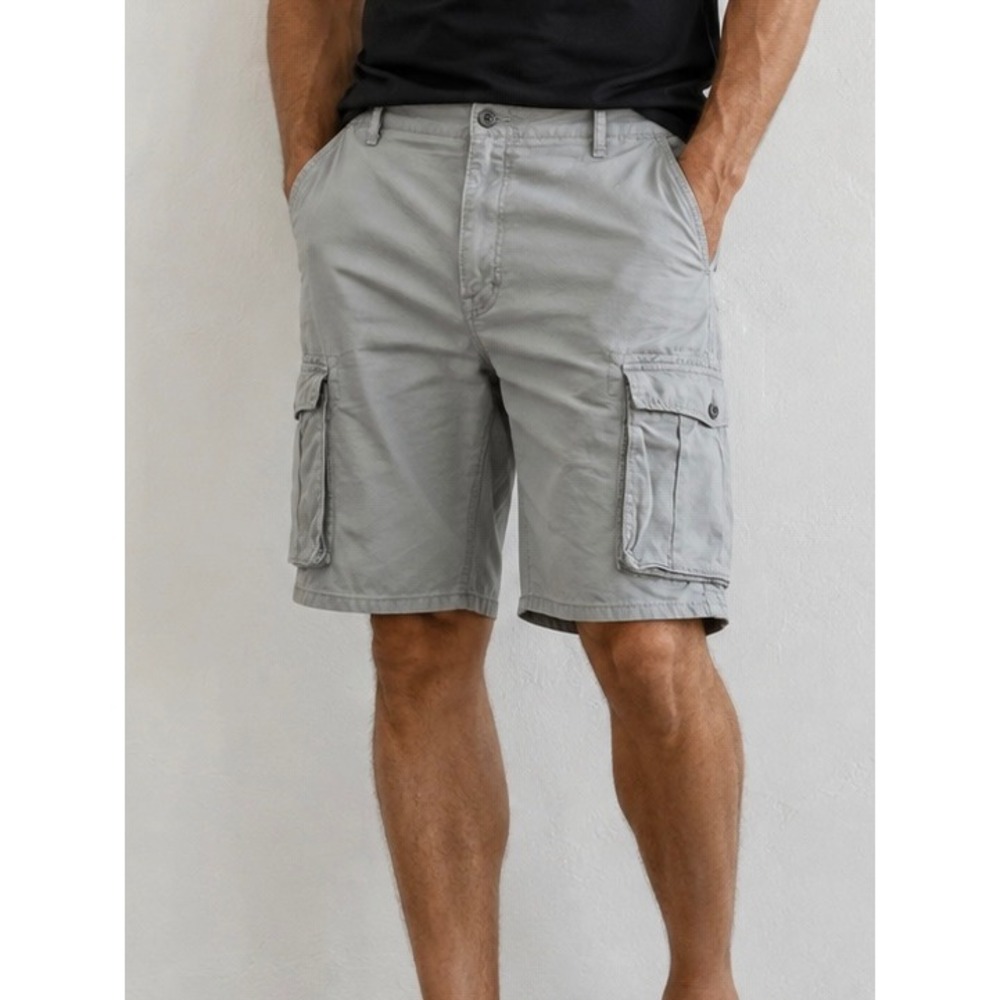 Levi Strauss & Co Mens Gray Cargo Shorts Cotton Twill Relaxed Fit Pockets